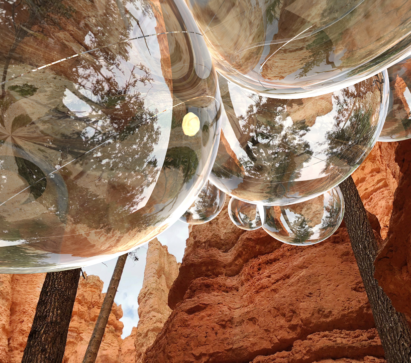 vincent leroy's 'bubble canyon' concept floats between the cliffs designboom