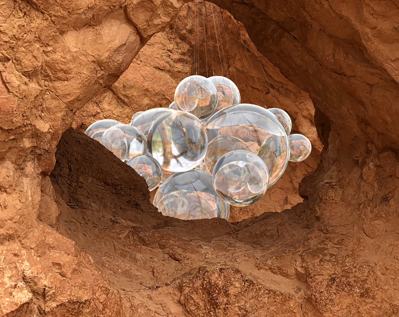 vincent leroy's 'bubble canyon' concept floats between the cliffs designboom