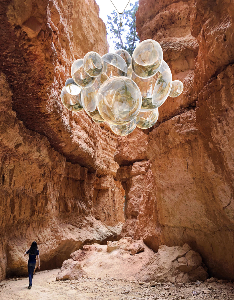 vincent leroy's 'bubble canyon' concept floats between the cliffs designboom