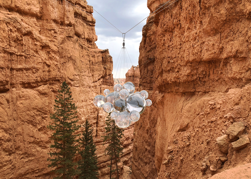 vincent leroy's 'bubble canyon' concept floats between the cliffs designboom