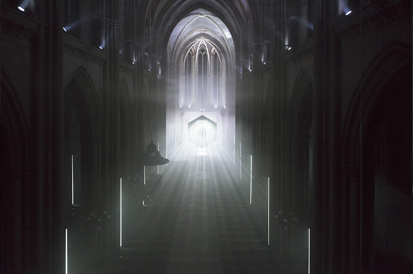 guillaume marmin illuminates a church with immersive '1.3 SECONDE' lightshow in france designboom