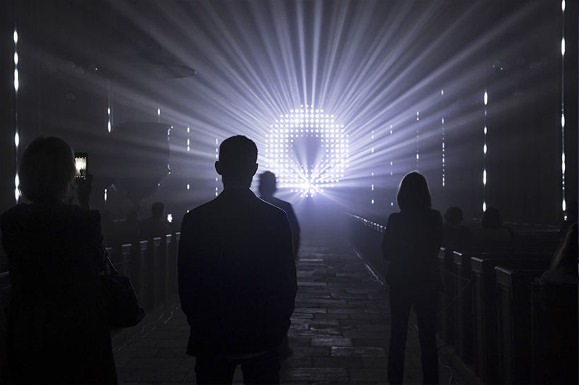 guillaume marmin illuminates a church with immersive '1.3 SECONDE' lightshow in france designboom