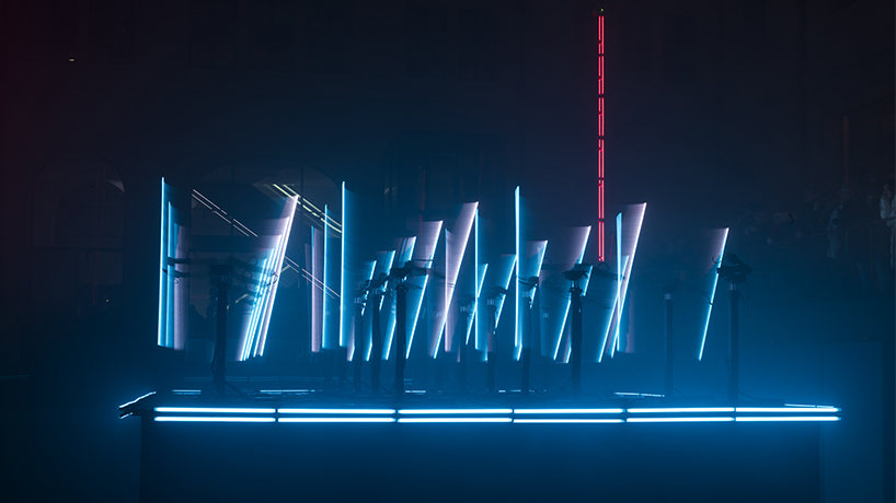 collectif scale's 'ballet of robots' makes light dance in lyon, france designboom