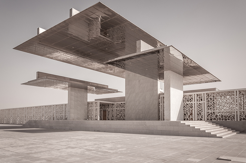 arata isozaki's ceremonial court in doha is captured by photographer pygmalion karatzas designboom