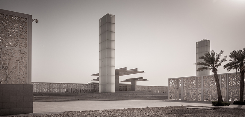 arata isozaki's ceremonial court in doha is captured by photographer pygmalion karatzas designboom