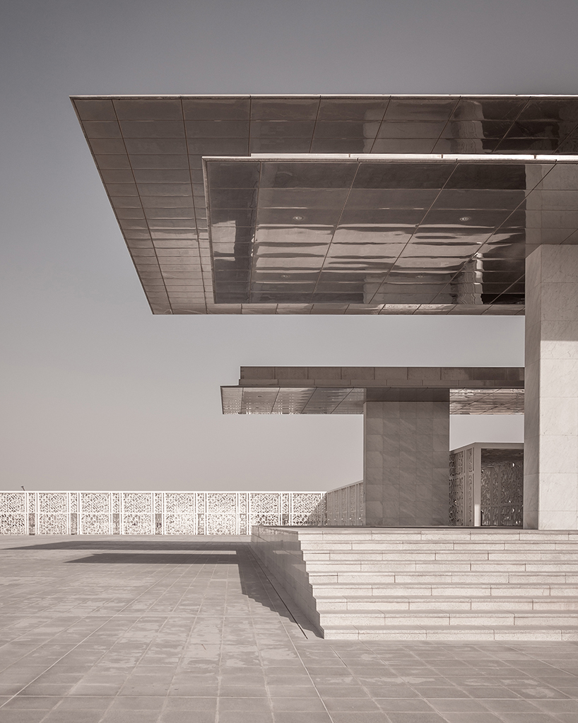 arata isozaki's ceremonial court in doha is captured by photographer pygmalion karatzas designboom