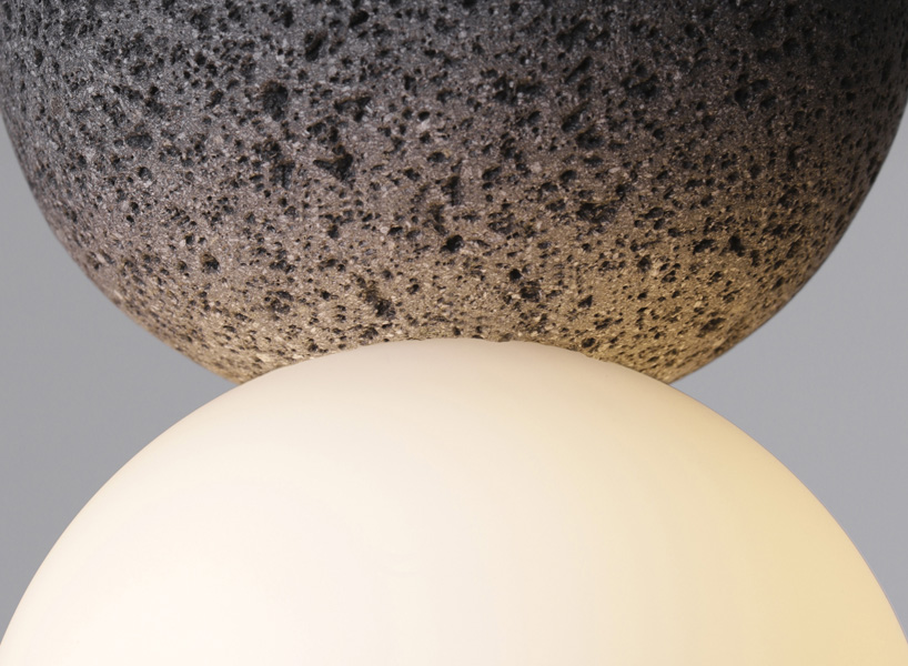studio davidpompa combines volcanic rock and opal glass in new 'origo' collection designboom