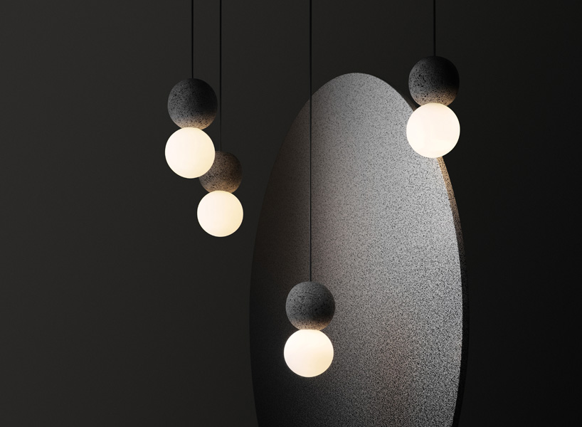 studio davidpompa combines volcanic rock and opal glass in new 'origo' collection designboom