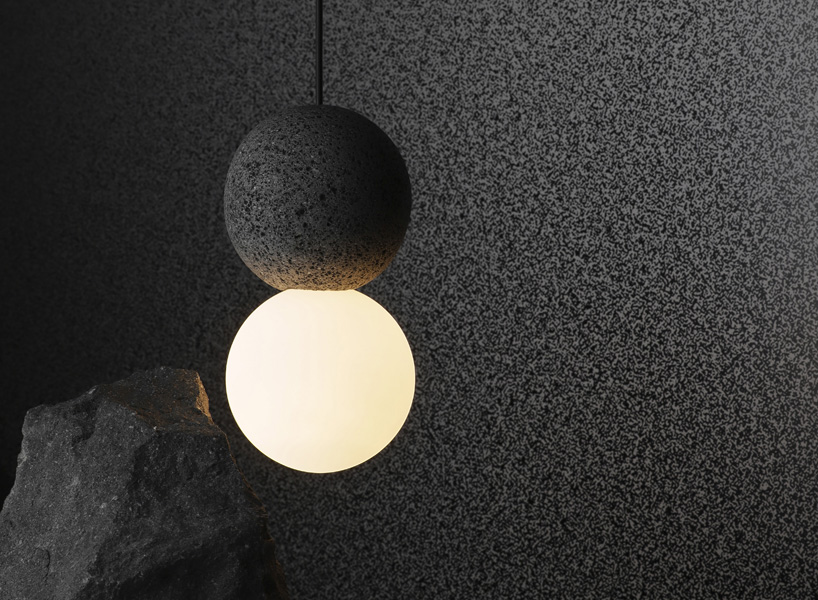 studio davidpompa combines volcanic rock and opal glass in new 'origo' collection designboom