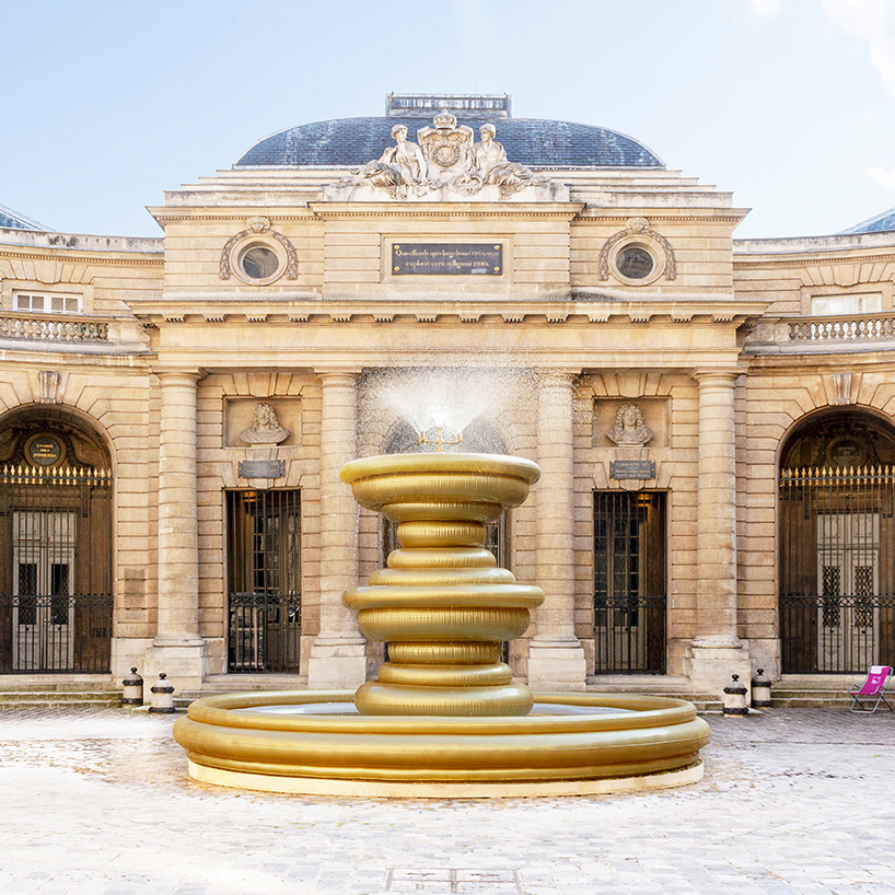 bina baitel’s gilded inflatable fountain occupies historic courtyard at monnaie de paris  