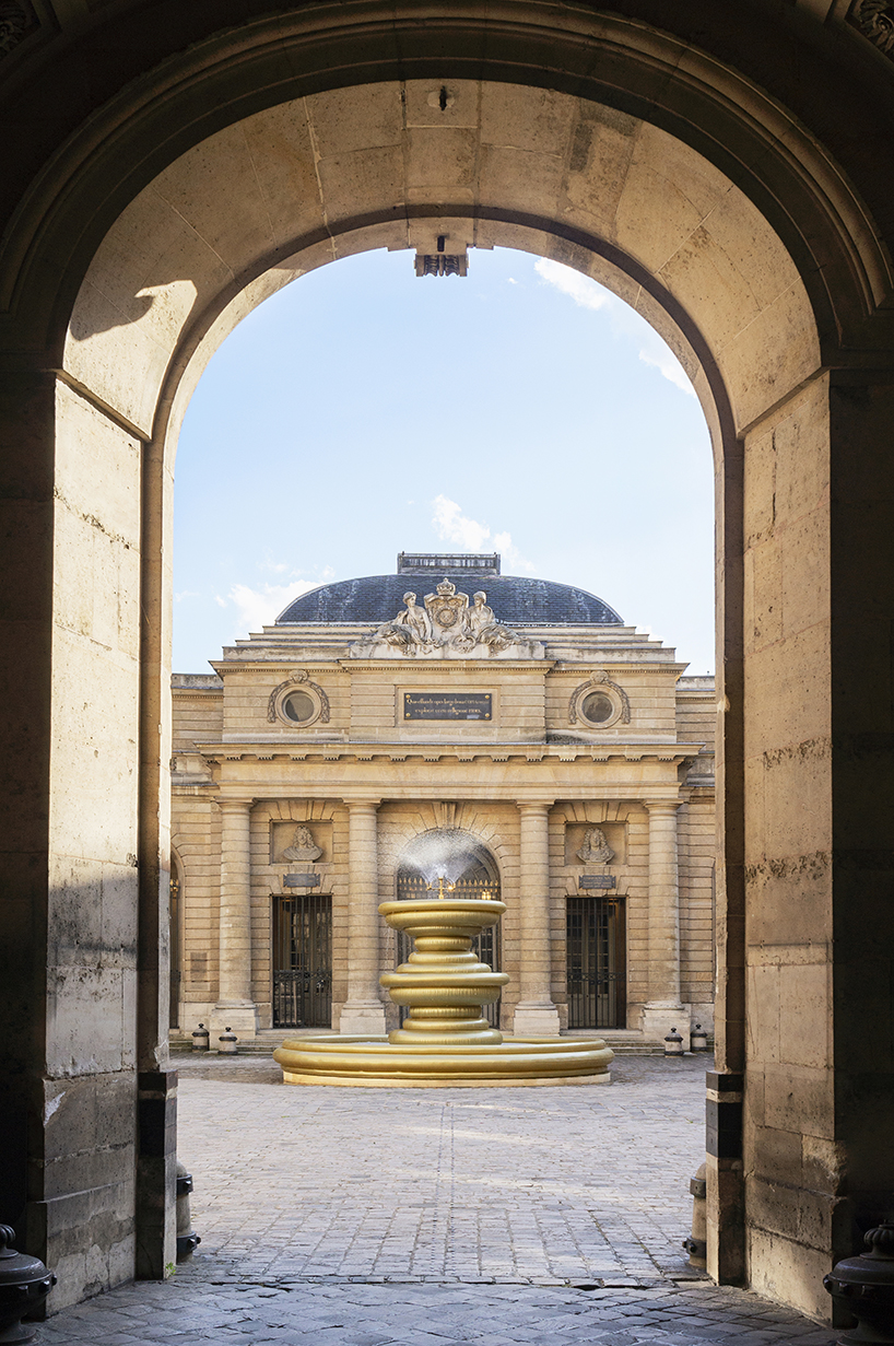 bina baitel’s gilded inflatable fountain occupies historic courtyard at monnaie de paris  