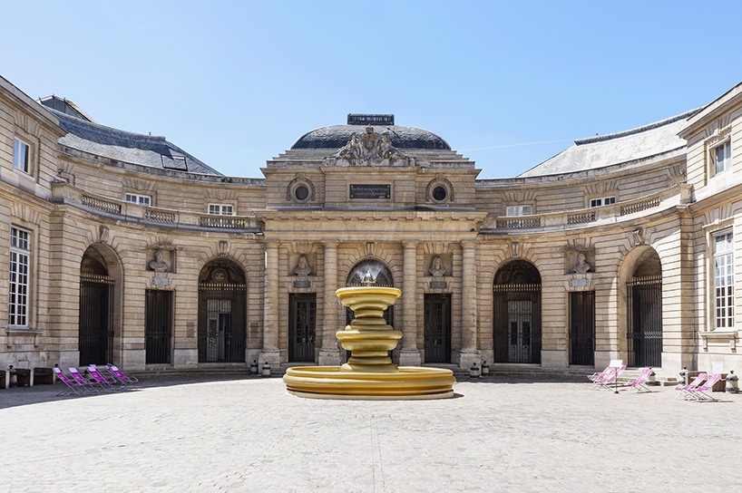 bina baitel’s gilded inflatable fountain occupies historic courtyard at monnaie de paris  