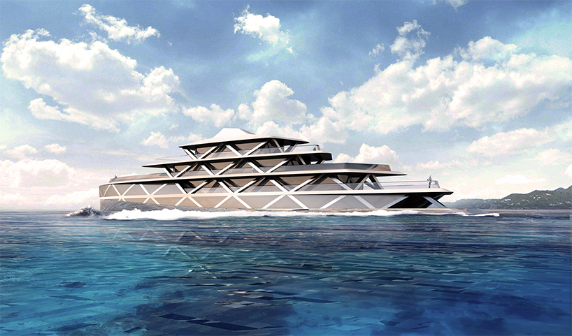 lujac desautel references the gherkin by norman foster to design 80 meter superyacht designboom
