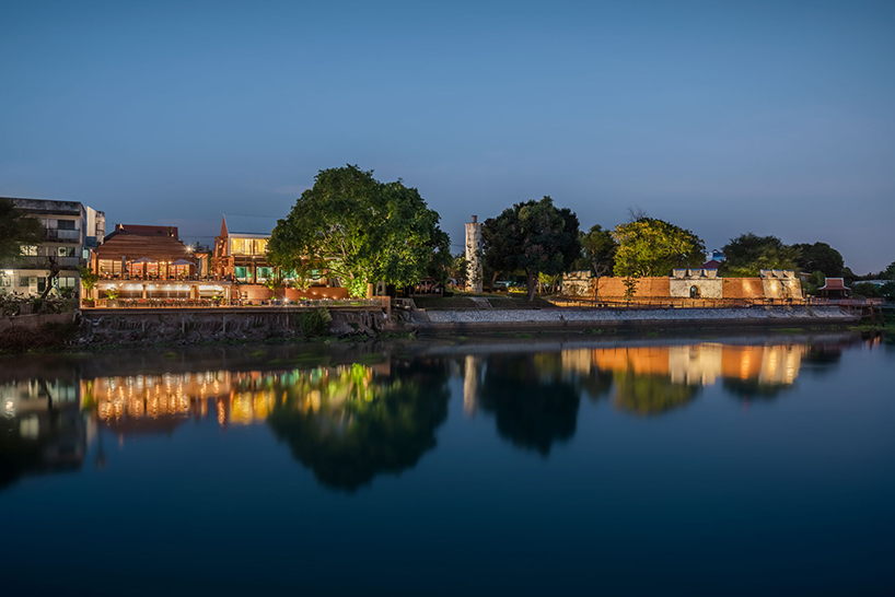 handmade bricks form the 'baan pomphet' restaurant and hotel in ayutthaya, thailand designboom