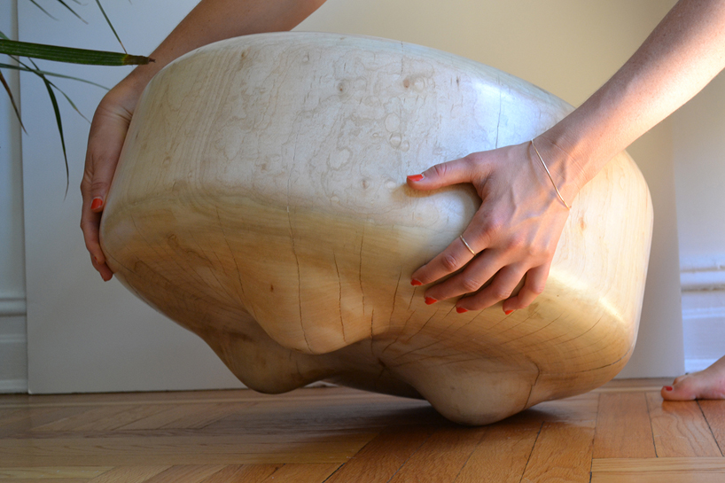 sasha ritter + armand graham sculpt totoro wooden stools with a robot - 1