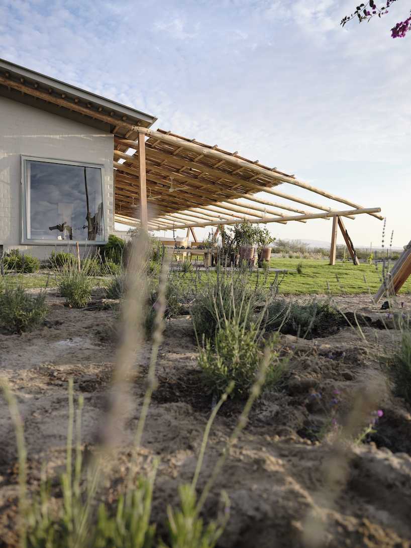 ghezzi novak shades idyllic retreat in pisco desert with sloping eucalyptus hardwood roof