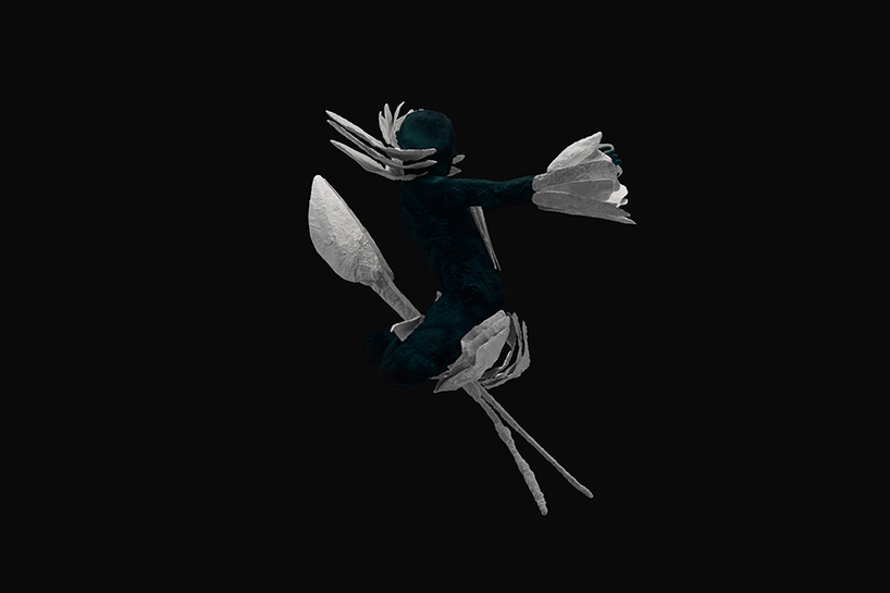 sruli recht's abyssicide 'garments for drowning in' metamorphose water into coral on skin