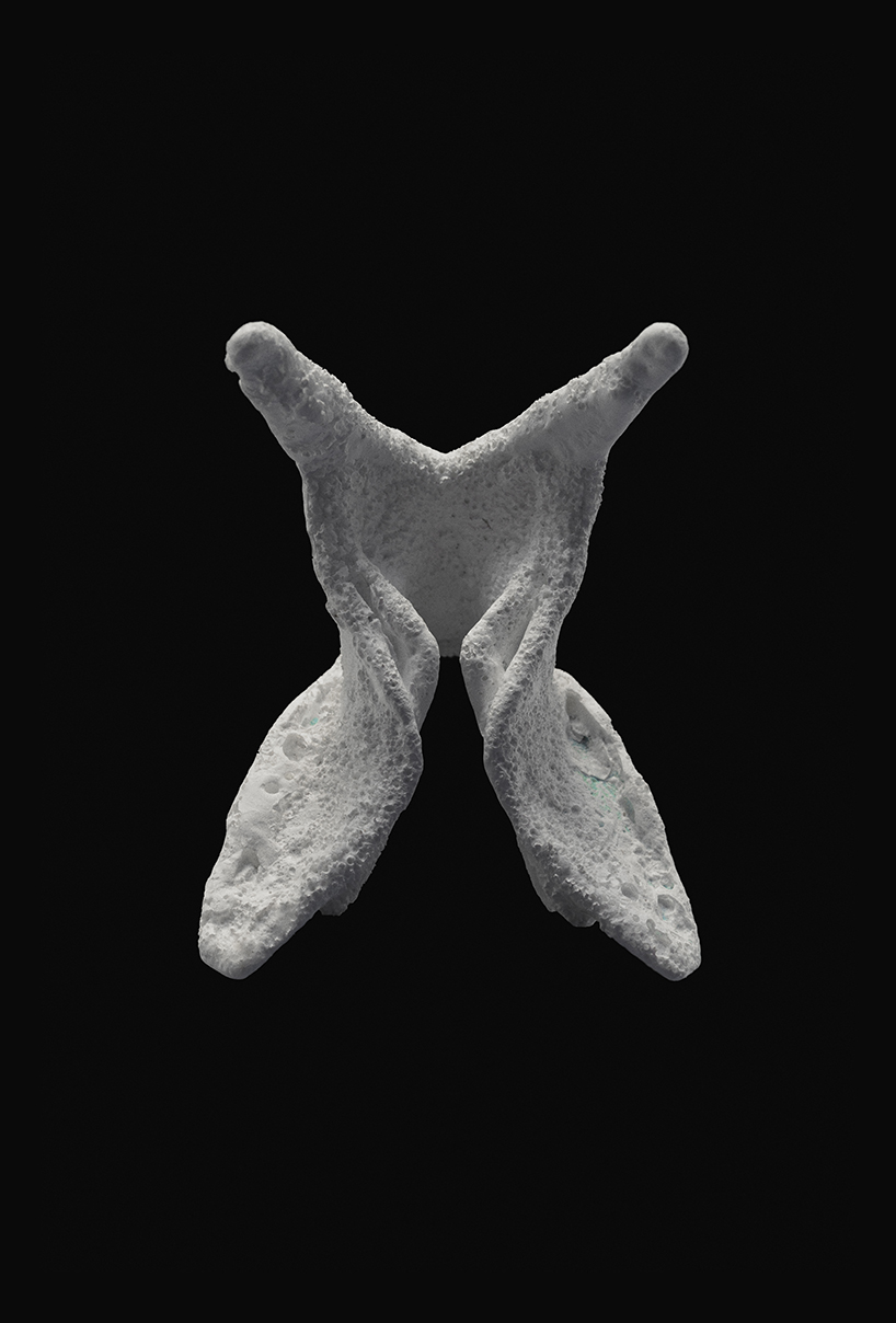 sruli recht's abyssicide 'garments for drowning in' metamorphose water into coral on skin