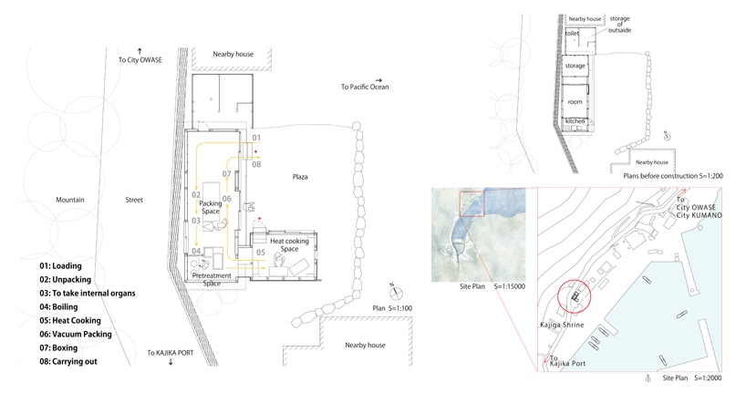 TD atelier's self-build fishing factory in japan with distinctive triangular roof