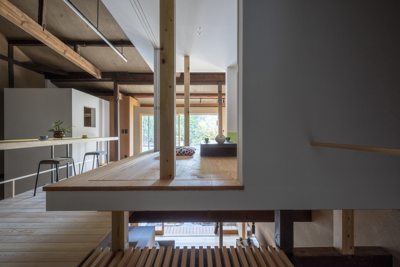 different heights and various gaps form renovated 120-years-old townhouse in japan