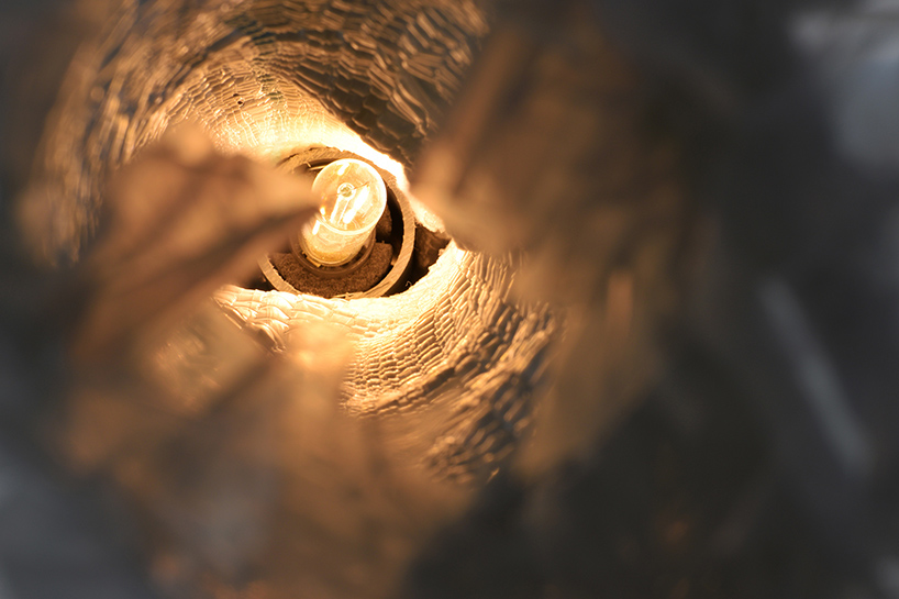 'RE_DE' is a lamp made from recycled fishing nets by andré teoman and ana rita pires designboom