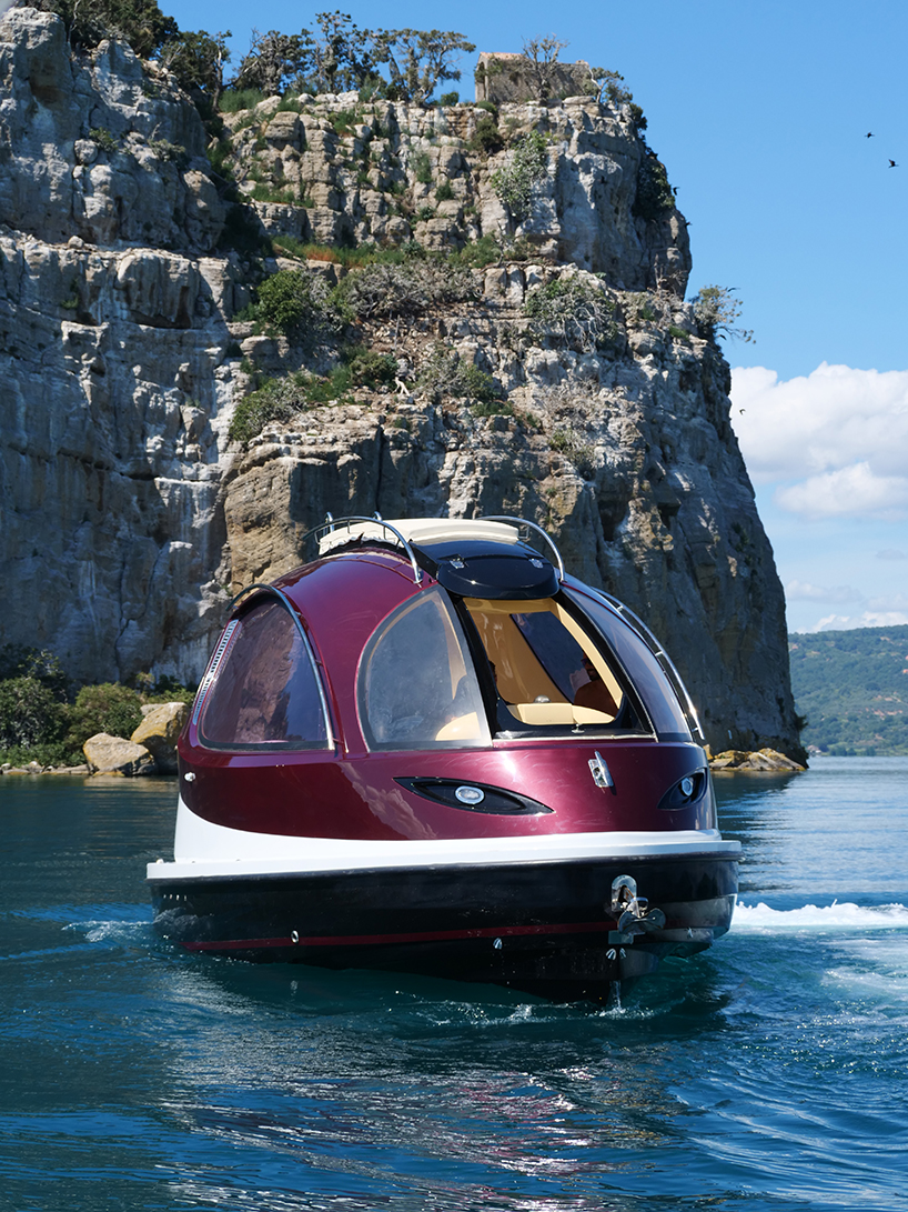 pierpaolo lazzarini's carbon fiber capsule switches between electric and jet-drive cruising