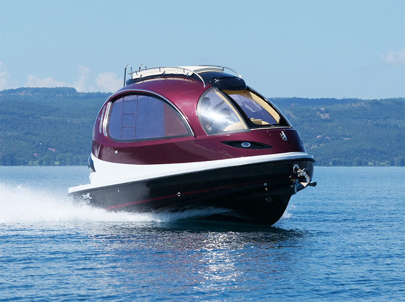 pierpaolo lazzarini's carbon fiber capsule switches between electric and jet-drive cruising