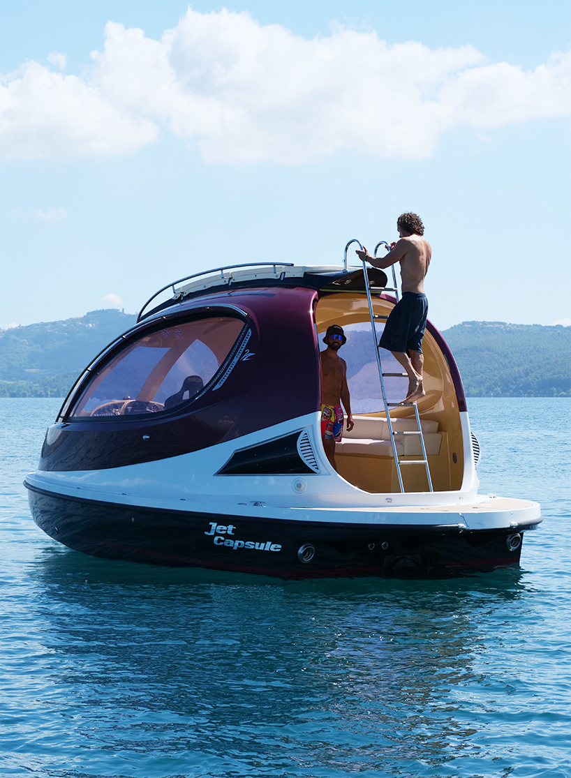 pierpaolo lazzarini's carbon fiber capsule switches between electric and jet-drive cruising