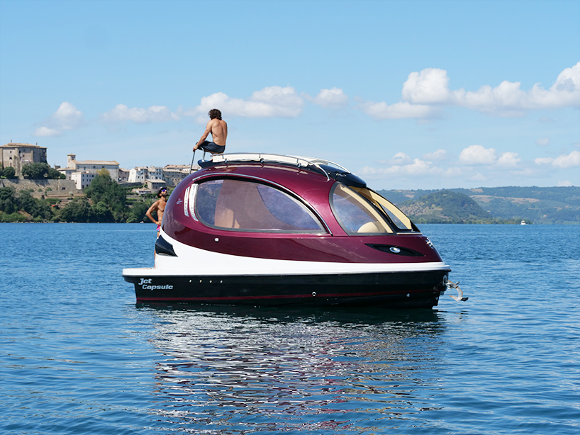 pierpaolo lazzarini's carbon fiber capsule switches between electric and jet-drive cruising