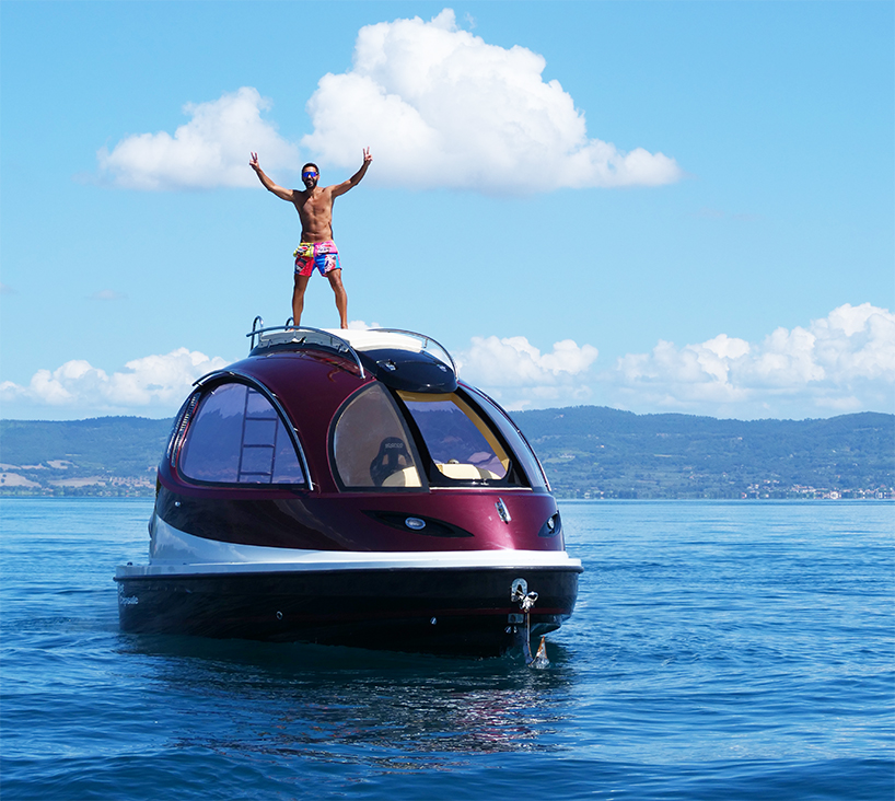 pierpaolo lazzarini's carbon fiber capsule switches between electric and jet-drive cruising