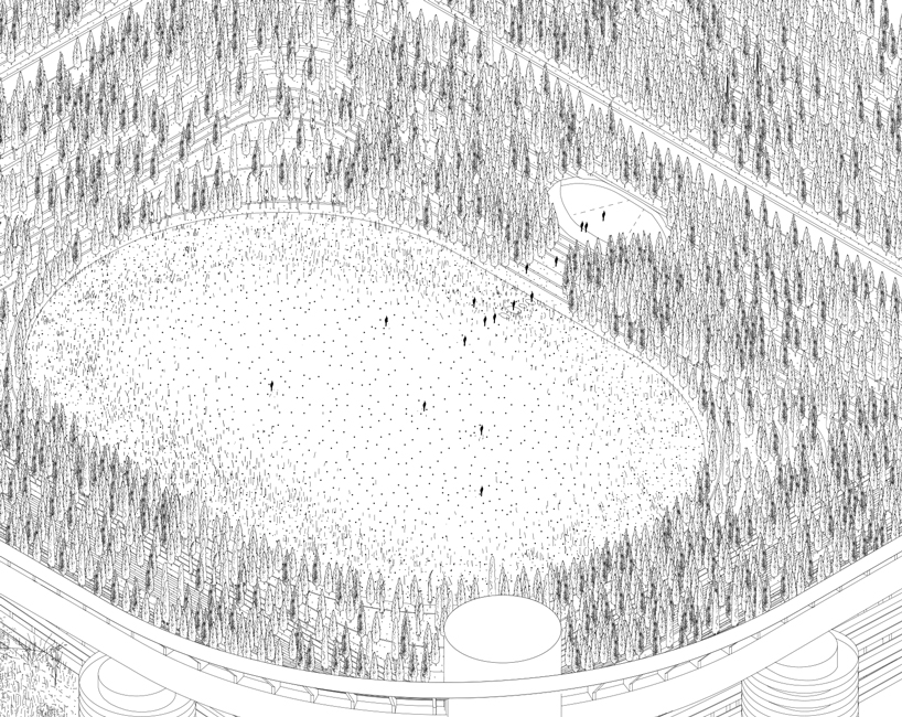 milan's san siro stadium is imagined as a tree-filled monument to the victims of COVID-19 designboom