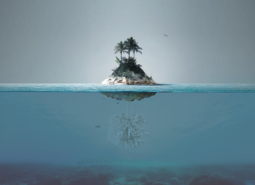 angelo renno designs an artificial island to collect harmful microplastics designboom