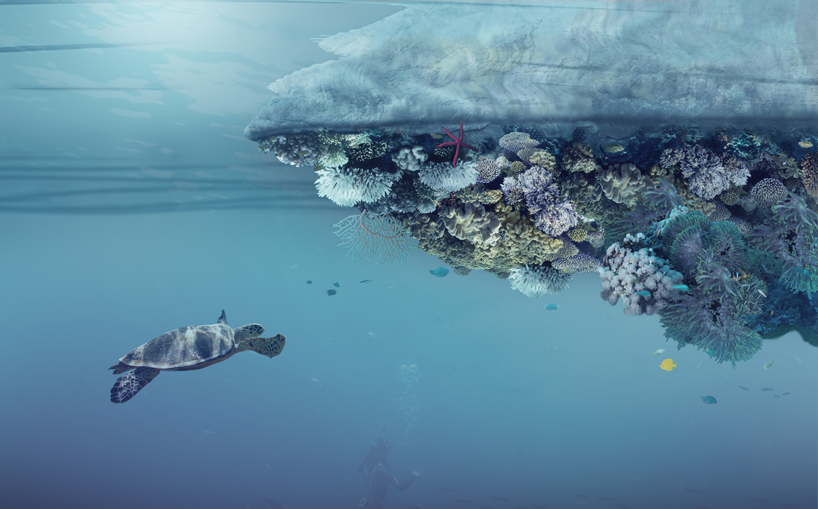 angelo renno designs an artificial island to collect harmful microplastics designboom