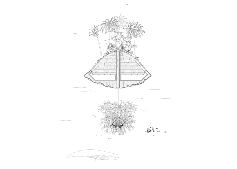 angelo renno designs an artificial island to collect harmful microplastics designboom
