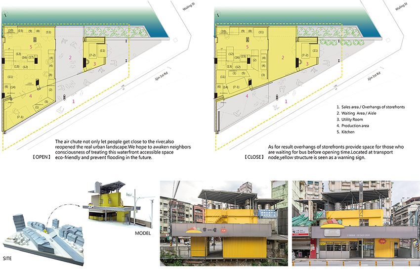 studio APL completes a canary yellow sandwich shop renovation in taiwan