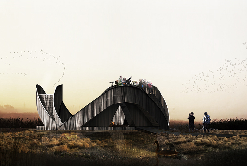 ulf mejergren architects pape bird observatory lookout loop designboom pape nature park