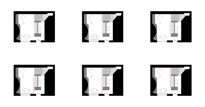 translucent curtains define different zones in this 30 sq-m apartment by batlab