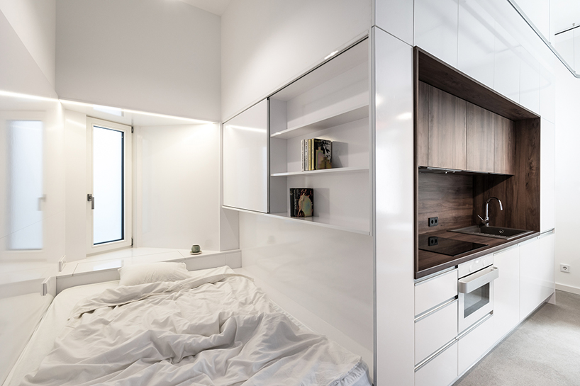 translucent curtains define different zones in this 30 sq-m apartment by batlab