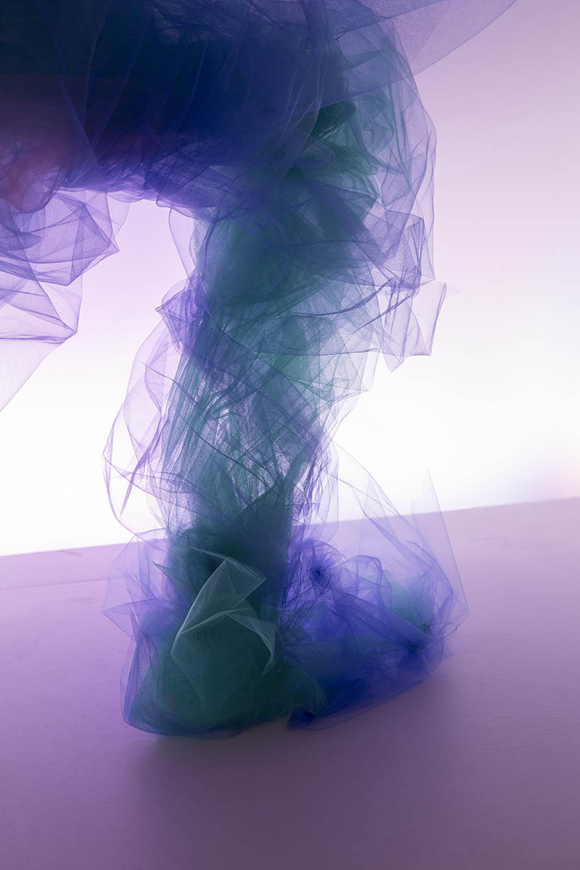 benjamin shine forms tulle into sculptural fabric portraits in the dance