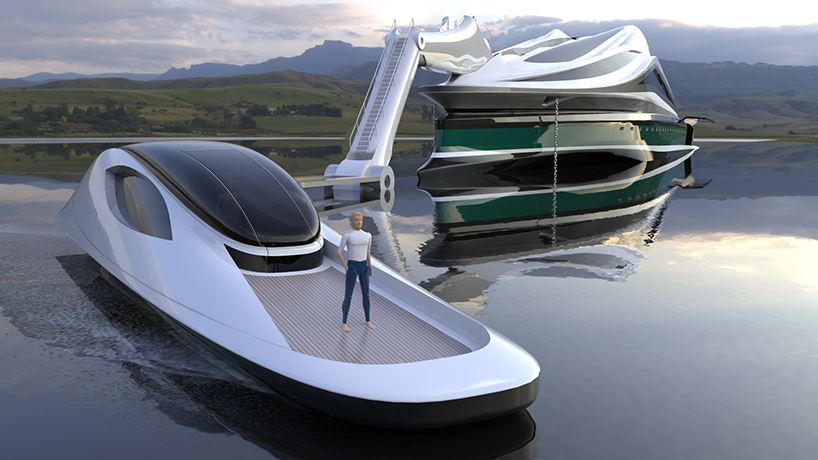 pierpaolo lazzarini designs a swan shaped mega yacht complete with detachable head - 1