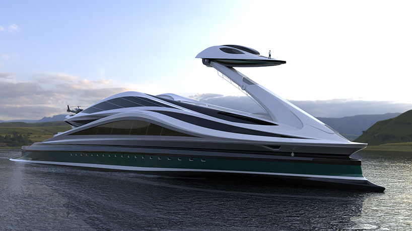 pierpaolo lazzarini designs 'avanguardia': a swan shaped mega yacht designboom