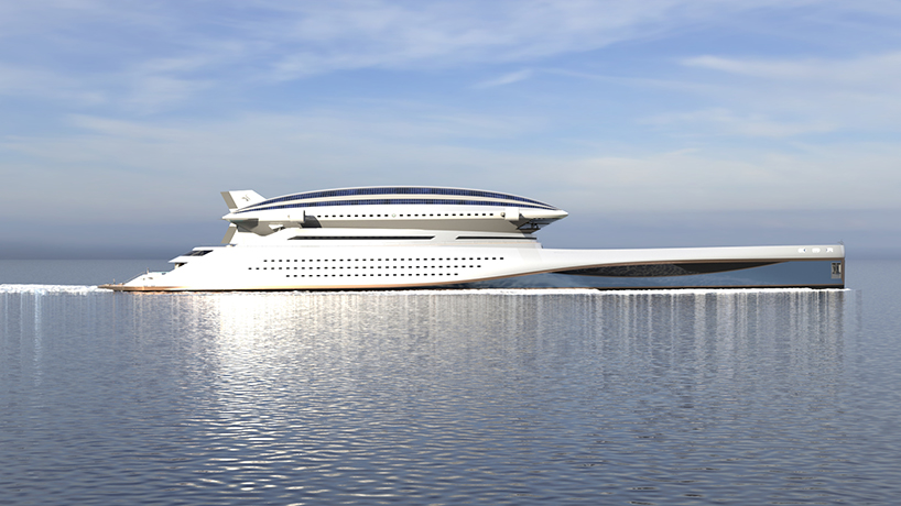 pierpaolo lazzarini’s colossea mega-yacht features a detachable airship upper-structure