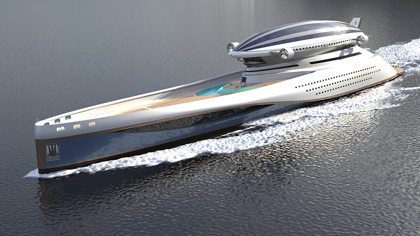 pierpaolo lazzarini’s colossea mega-yacht features a detachable airship upper-structure
