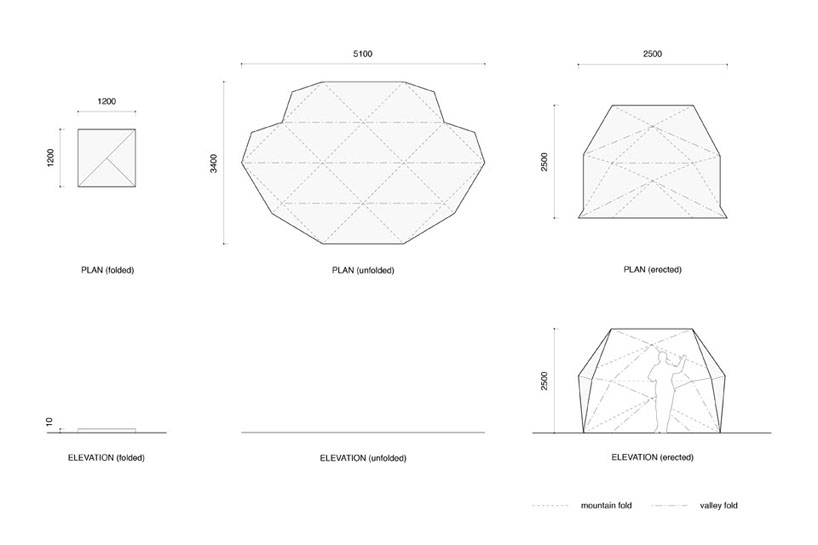 tsukagoshi miyashita sekkei foldable half dome designboom