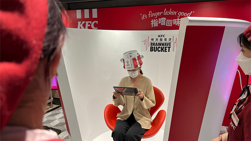 KFC brainwave bucket helmet challenges people to experience the power of comfort food