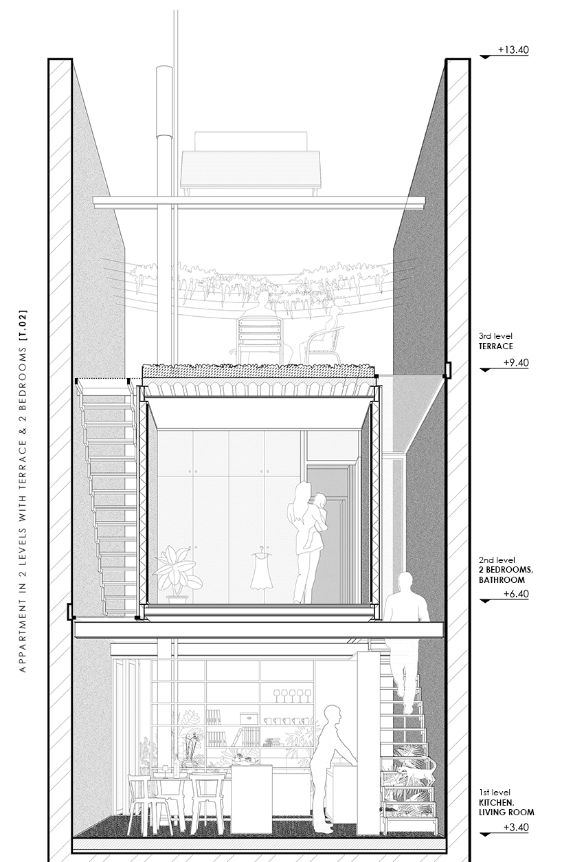 ΜΕΣΟΤΟΙΧΙΕΣ is a social housing concept composed of 23 party walls designboom