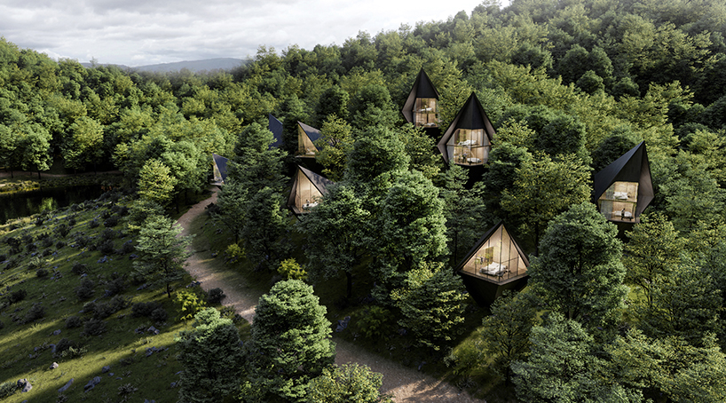 peter pichler nestles sustainable tree houses into the rugged landscape of west virginia designboom