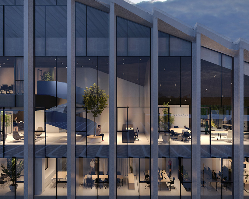 peter pichler maximizes north light with sloping roof for bonfiglioli HQ designboom