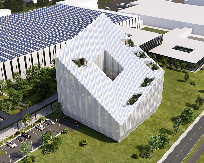 peter pichler maximizes north light with sloping roof for bonfiglioli HQ designboom