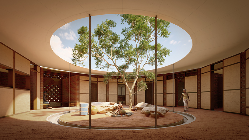 a tensile roof structure tops 3GATTI's low-cost housing prototype for africa designboom